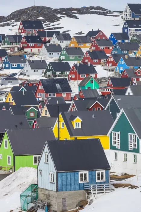 Framed Print : Greenland, Nuuk, Kolonihavn area, residential houses Framed Print : Greenland, Nuuk, Kolonihavn area, residential houses