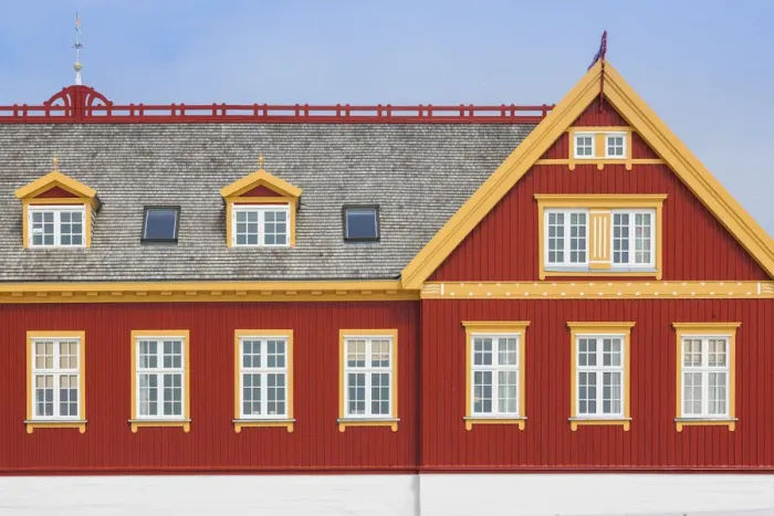 Framed Print : Greenland, Nuuk, Nuuk Teacher Training College building, exterior Framed Print : Greenland, Nuuk, Nuuk Teacher Training College building, exterior
