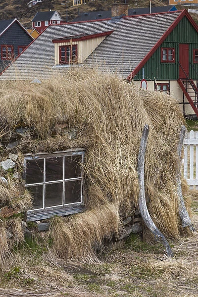 Greenland, Qaqortoq, early house made of stone and turf
