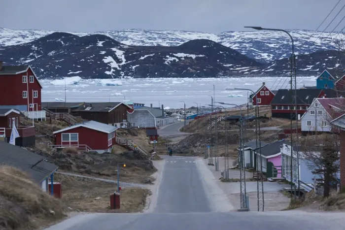Framed Print : Greenland, Qaqortoq, elevated town view, dusk Framed Print : Greenland, Qaqortoq, elevated town view, dusk