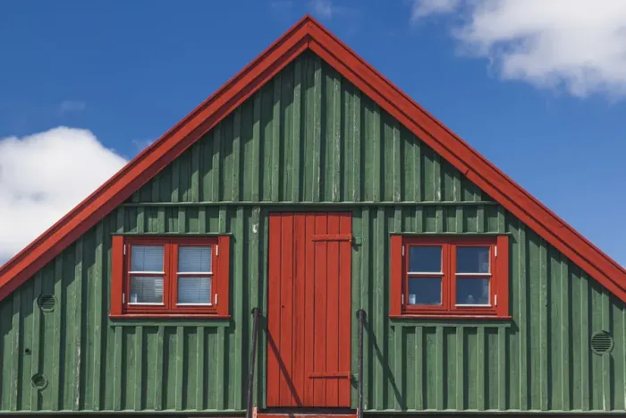 Framed Print : Greenland, Qaqortoq, town building detail Framed Print : Greenland, Qaqortoq, town building detail