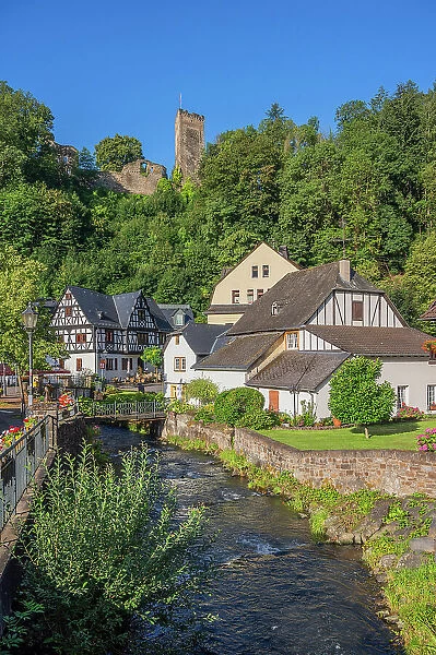 Grenzau with castle, Hohr-Grenzhausen, Brexbach valley, Kannenbackerland, Westerwald, Rhineland-Palatinate, Germany