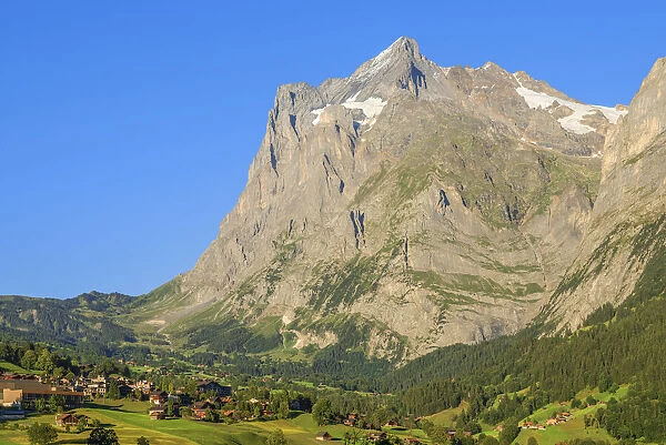 Grindelwald with Wetterhorn, Berner Oberland, Canton Berne, Switzerland