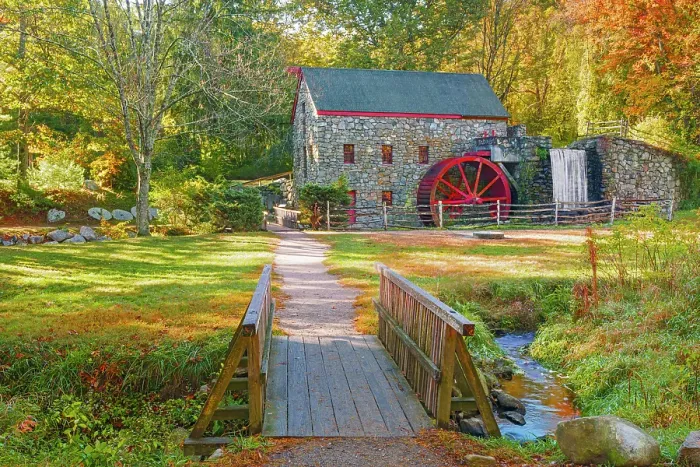 Framed Print : Grist Mill in Sudbury in Fall Sudbury, Massachusetts, New England, USA Framed Print : Grist Mill in Sudbury in Fall Sudbury, Massachusetts, New England, USA