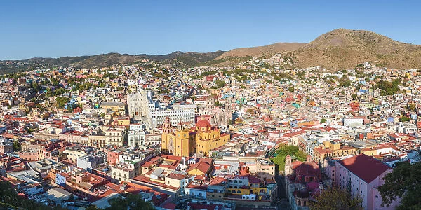 Guanajuato city, Guanajuato state, Mexico. Cityscape and the Basailica Colegiata de