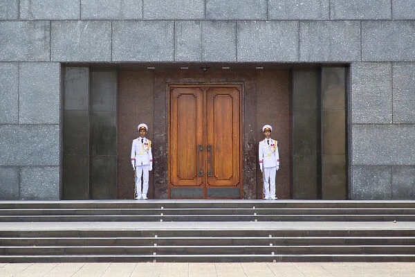Guards outside Ho Chi Minhs Mausoleum, Hanoi, Vietnam