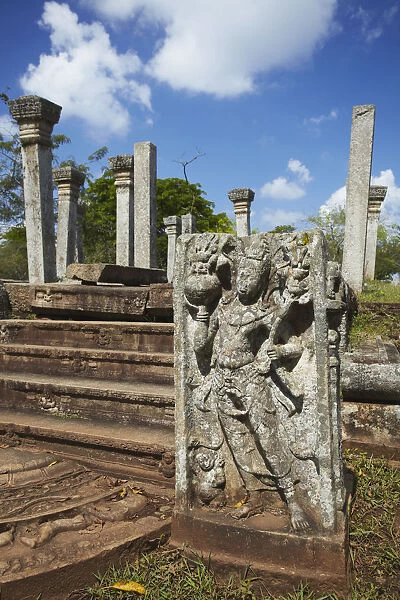 Guardstone of Kujjatissa Pabbata in Mahavihara Monastery, Anuradhapura, (UNESCO World