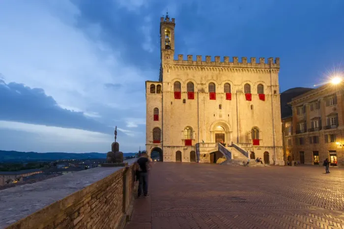 Framed Print : Gubbio, Umbria, Italy. Piazza Grande at dusk Framed Print : Gubbio, Umbria, Italy. Piazza Grande at dusk