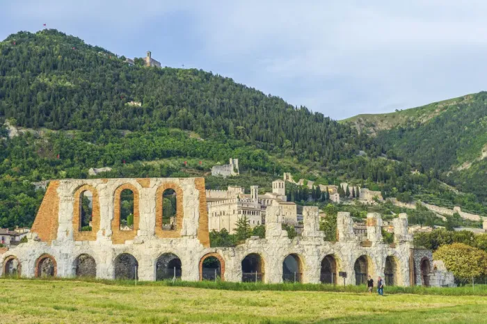 Framed Print : Gubbio, Umbria, Italy. Roman theatre ruins at sunset Framed Print : Gubbio, Umbria, Italy. Roman theatre ruins at sunset