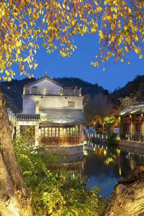 Framed Print : Gubei Water Town at dusk, Simatai, Beijing, China