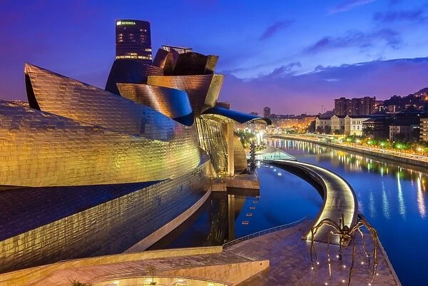 Guggenheim Museum by night, Bilbao, Basque Country, Spain