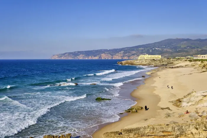 Framed Print : Guincho beach and the Sintra mountain range. Cascais, Portugal Framed Print : Guincho beach and the Sintra mountain range. Cascais, Portugal