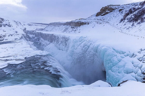 Gullfoss waterfall in winter time, south western Iceland, Europe