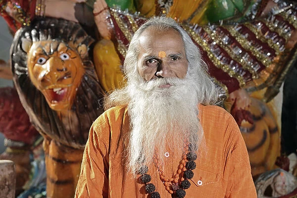 Guru at Holy Lake, City of Puskar, Rajasthan, India, Asia MR