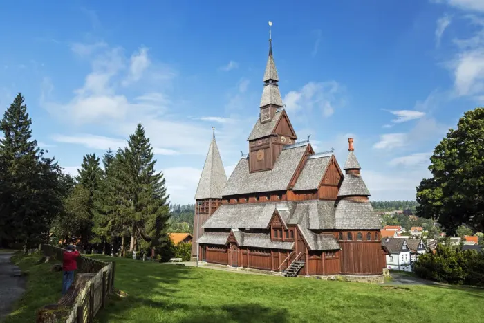 Framed Print : Gustav Adolf Stave Church, Hahnenklee, Goslar, Harz mountain, Lower Saxony, Germany Framed Print : Gustav Adolf Stave Church, Hahnenklee, Goslar, Harz mountain, Lower Saxony, Germany