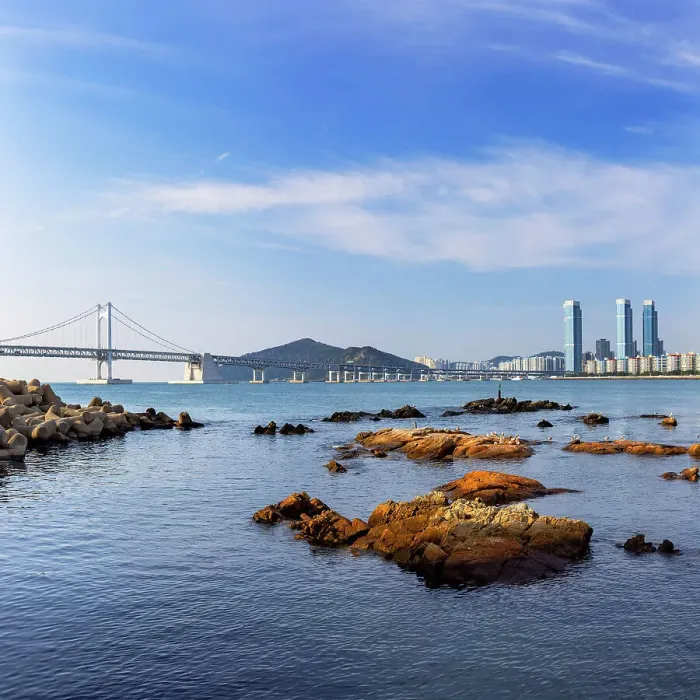 Framed Print : Gwangalli beach and Gwangan Bridge, Busan, South Korea Framed Print : Gwangalli beach and Gwangan Bridge, Busan, South Korea