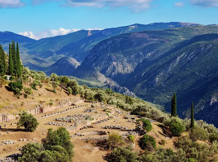 Framed Print : Gymnasium, elevated view, Delphi, Phocis, Greece Framed Print : Gymnasium, elevated view, Delphi, Phocis, Greece