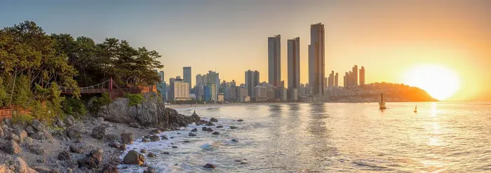 Framed Print : Haeundae Beach at sunrise, Busan, South Korea