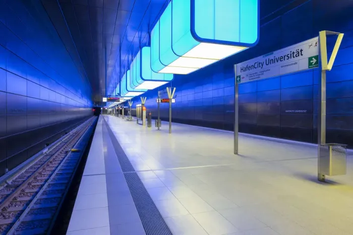 Framed Print : HafenCity UniversitAat station on U4 U-Bahn line, HafenCity, Hamburg, Germany
