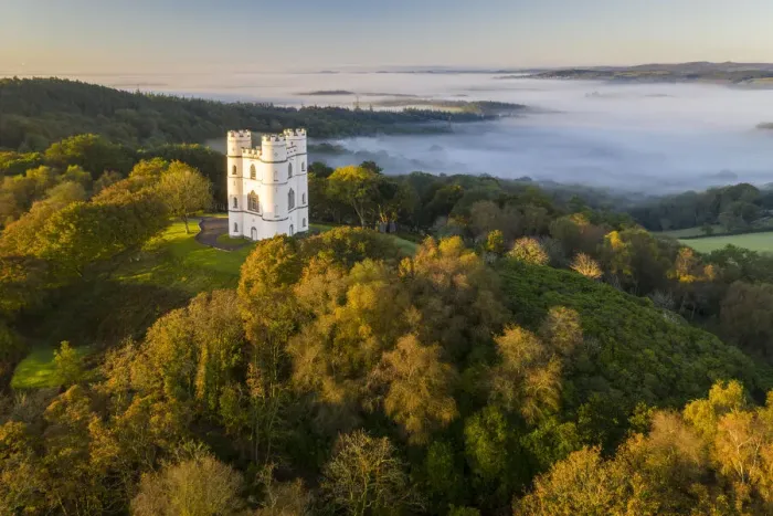 Framed Print : Haldon Belvedere (Lawrence Castle) illuminated by early sunlight on an autumnal morning Framed Print : Haldon Belvedere (Lawrence Castle) illuminated by early sunlight on an autumnal morning