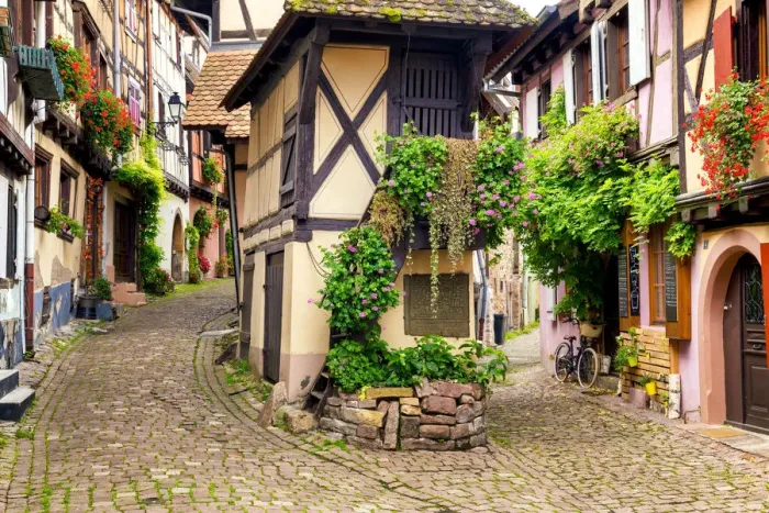 Framed Print : Half-timbered Buildings, Eguisheim, Alsace, France Framed Print : Half-timbered Buildings, Eguisheim, Alsace, France