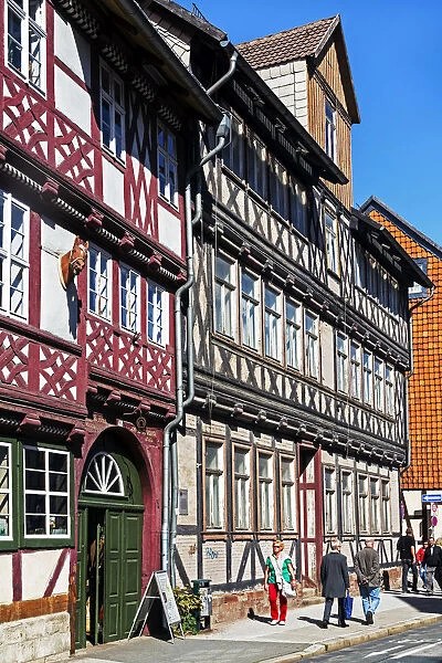 Half timbered buildings in the old town, Wernigerode, Harz Mountains, Saxony-Anhalt