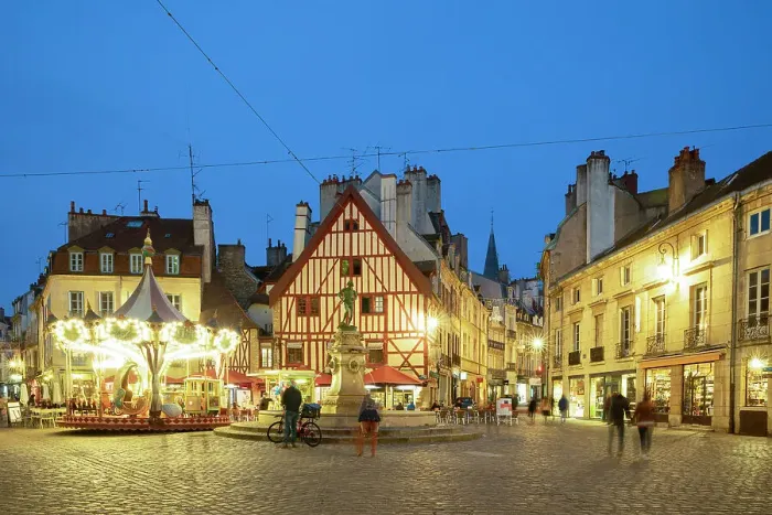Framed Print : Half timbered house, Dijon, Cote-d'Or, Burgundy, Bourgogne-Franche-Comte, France