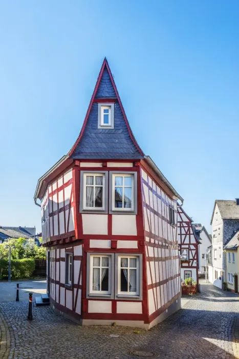 Framed Print : Half-timbered house at Kirchberg, Hunsruck, Rhineland-Palatinate, Germany Framed Print : Half-timbered house at Kirchberg, Hunsruck, Rhineland-Palatinate, Germany