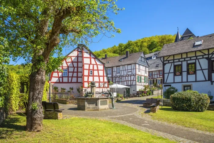Framed Print : Half-timbered houses at Herrstein, Hunsruck, Rhineland-Palatinate, Germany Framed Print : Half-timbered houses at Herrstein, Hunsruck, Rhineland-Palatinate, Germany