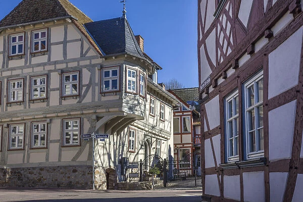 Half-timbered houses in the old town of Bad Homburg vor der Hoehe, Taunus, Hesse, Germany