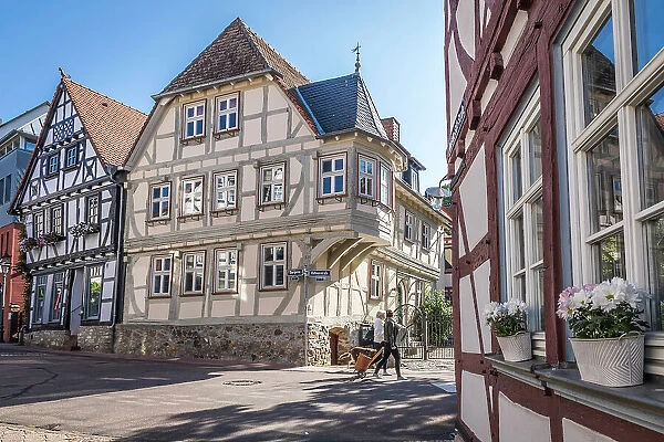 Half-timbered houses in the old town of Bad Homburg vor der Hohe, Taunus, Hesse, Germany