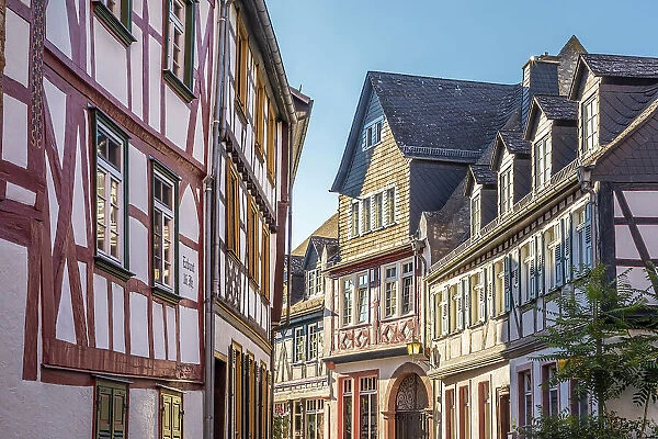 Half-timbered houses in the old town of Eltville, Rheingau, Hesse, Germany