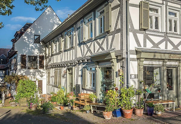 Half-timbered houses in the Rathausstrasse in the old town of Bad Homburg vor der Hohe, Taunus, Hesse, Germany