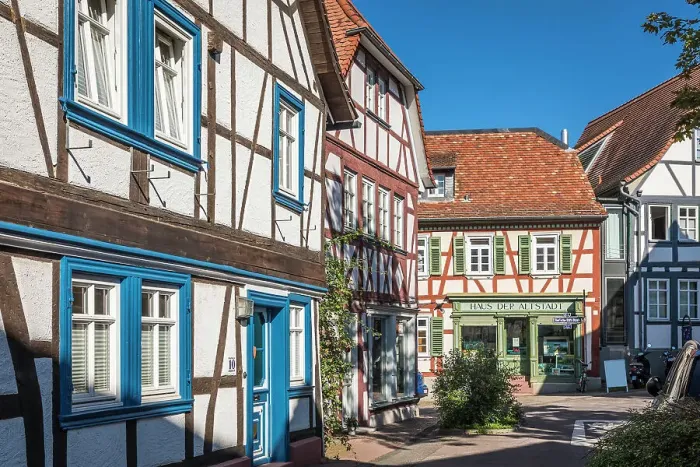 Framed Print : Half-timbered houses in the Rathausstrasse in the old town of Bad Homburg vor der Hohe, Taunus, Hesse, Germany Framed Print : Half-timbered houses in the Rathausstrasse in the old town of Bad Homburg vor der Hohe, Taunus, Hesse, Germany