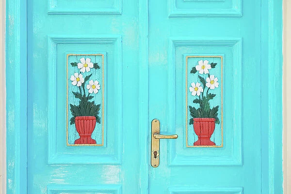 Halki traditional house door, Halki Island, Dodecanese Islands, Greeece