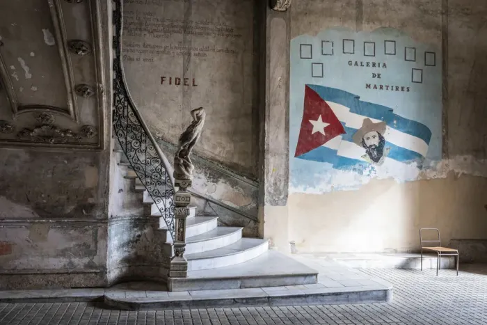 Framed Print : The hallway and staircase leading up to La Guarida restaurant, Centro Habana, Havana