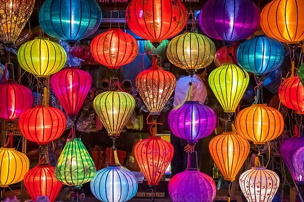 Hand-made silk lanterns for sale on the street in Hoi An, Quang Nam Province, Vietnam