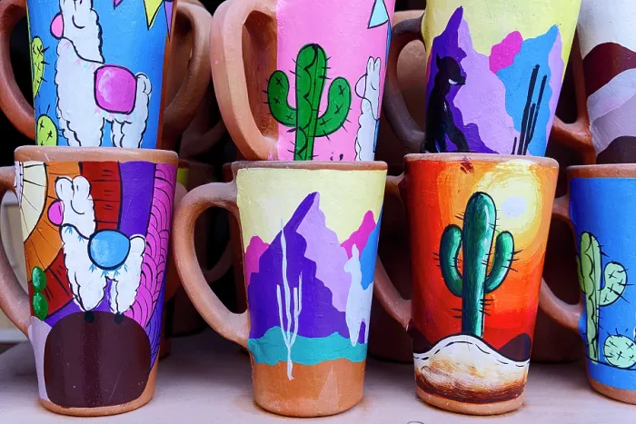 Framed Print : Handcrafted mugs, Purmamarca, Jujuy, Quebrada de Humahuaca, Argentina Framed Print : Handcrafted mugs, Purmamarca, Jujuy, Quebrada de Humahuaca, Argentina