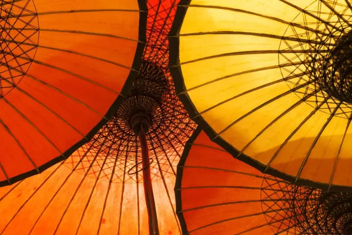 Framed Print : Handmade oriental umbrellas, Bagan, Myanmar (Burma) Framed Print : Handmade oriental umbrellas, Bagan, Myanmar (Burma)