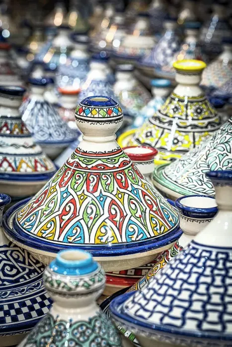 Framed Print : Handmade Tagine ceramic serving bowls in the souks of medina, Fes, Morocco Framed Print : Handmade Tagine ceramic serving bowls in the souks of medina, Fes, Morocco