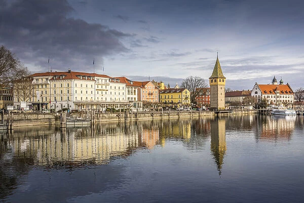 Harbor with Mangturm, Lindau on Lake Constance, Swabia, Bavaria, Germany