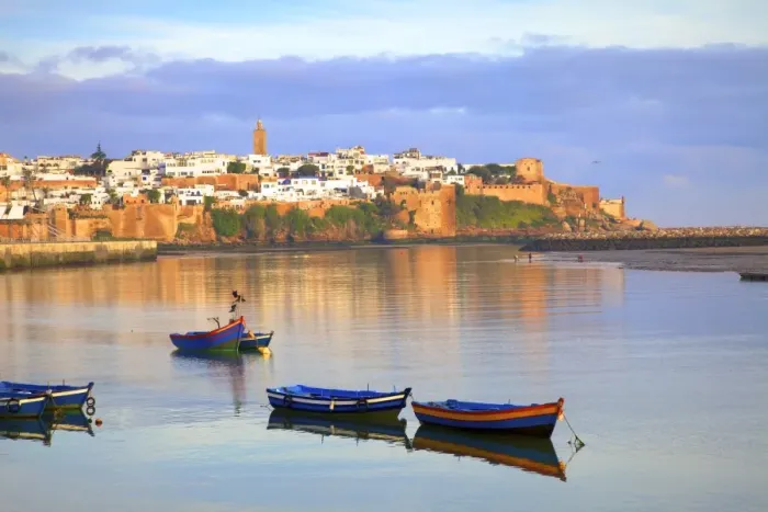 Framed Print : Harbour and Fishing Boats with Oudaia Kasbah and Coastline in Background, Rabat, Morocco Framed Print : Harbour and Fishing Boats with Oudaia Kasbah and Coastline in Background, Rabat, Morocco
