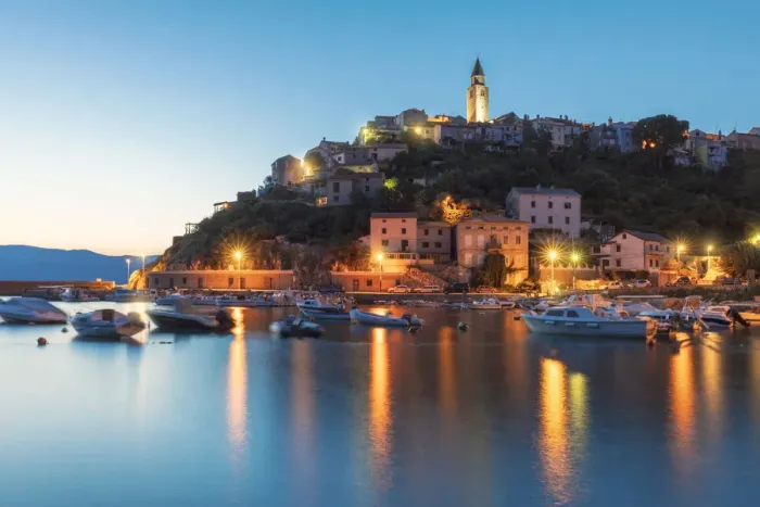 Framed Print : Harbour and historic town of Vrbnik, Krk island, Kvarner bay, Croatia Framed Print : Harbour and historic town of Vrbnik, Krk island, Kvarner bay, Croatia