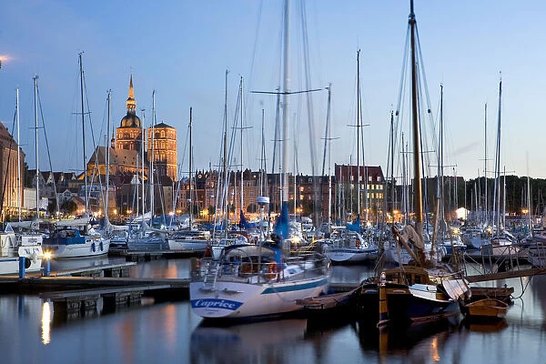 Harbour and old town, Stralsund, Mecklenburg-Western Pomerania, Germany