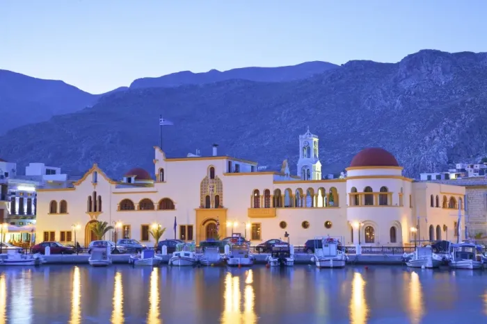 Framed Print : Harbour At Pothia, Kalymnos At Dusk, Dodecanese, Greek Islands, Greece, Europe