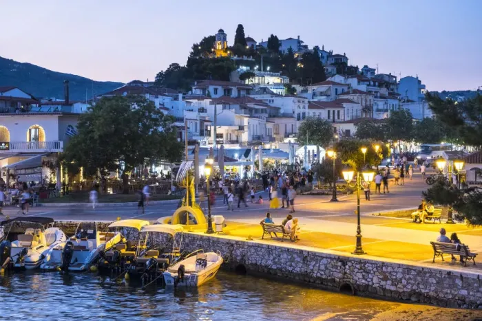 Framed Print : Harbour at Skiathos Town, Skiathos, Sporade Islands, Greece Framed Print : Harbour at Skiathos Town, Skiathos, Sporade Islands, Greece