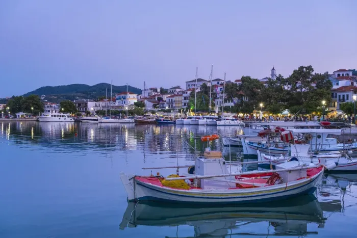 Framed Print : Harbour of Skopelos Town, Skopelos, Sporade Islands, Greece Framed Print : Harbour of Skopelos Town, Skopelos, Sporade Islands, Greece