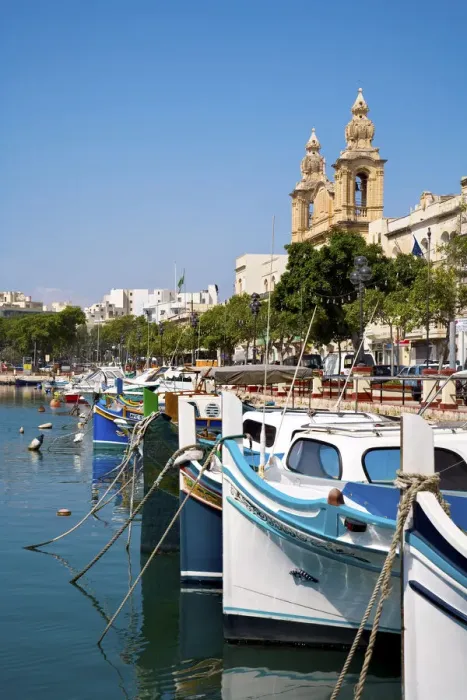 Framed Print : Harbour, St. Joseph Church, Msida, Malta Framed Print : Harbour, St. Joseph Church, Msida, Malta