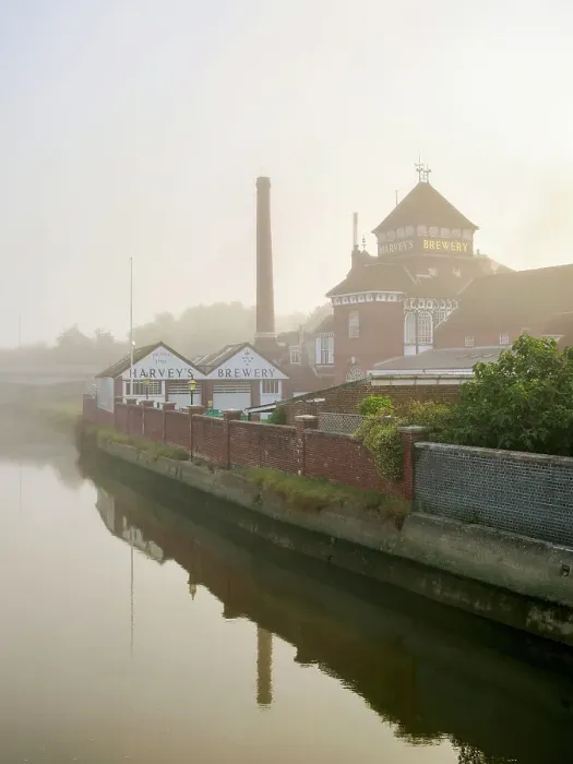 Framed Print : Harvey's Brewery and River Ouse at foggy morning, Lewes, East Sussex, England, United Kingdom Framed Print : Harvey's Brewery and River Ouse at foggy morning, Lewes, East Sussex, England, United Kingdom
