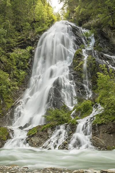 Haslacher waterfall, Kalser Tal, Kals am Groszglockner, East Tyrol, Tyrol, Austria